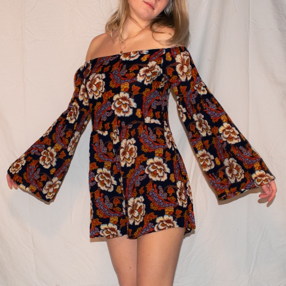 off the shoulder romper with back slit